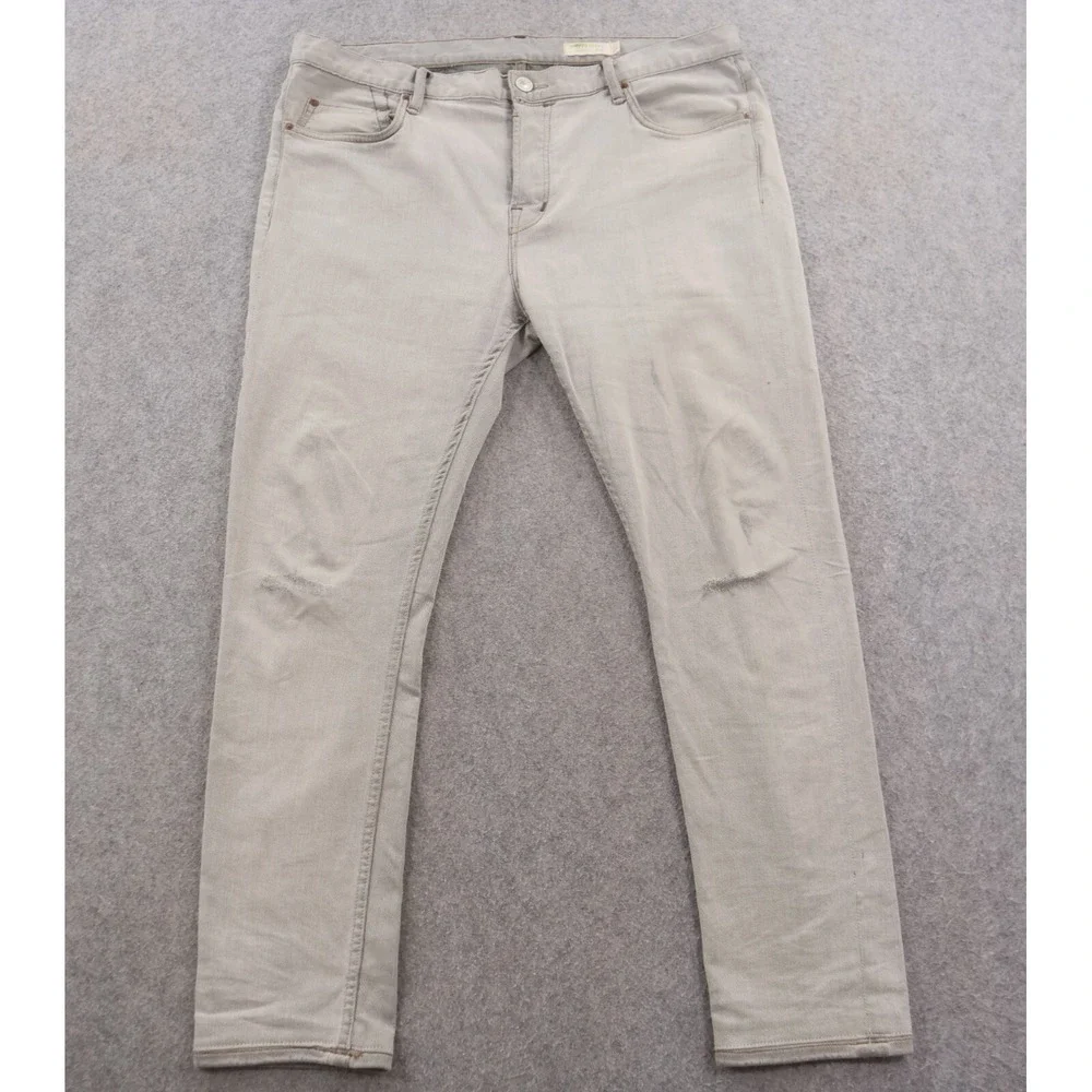 All Saints Jeans Mens 36 Gray Cigarette Slim Straight Mid Rise Button Fly Denim